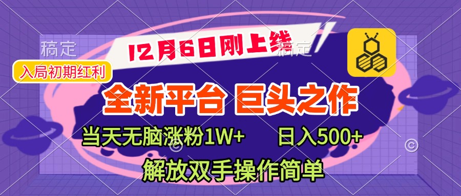 全新引流平台，巨头之作，当天无脑涨粉1W+，日入现500+，解放双手操作简单-云峥科技网