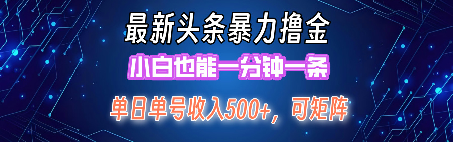 最新头条撸金，小白也能一分钟一条-云峥科技网