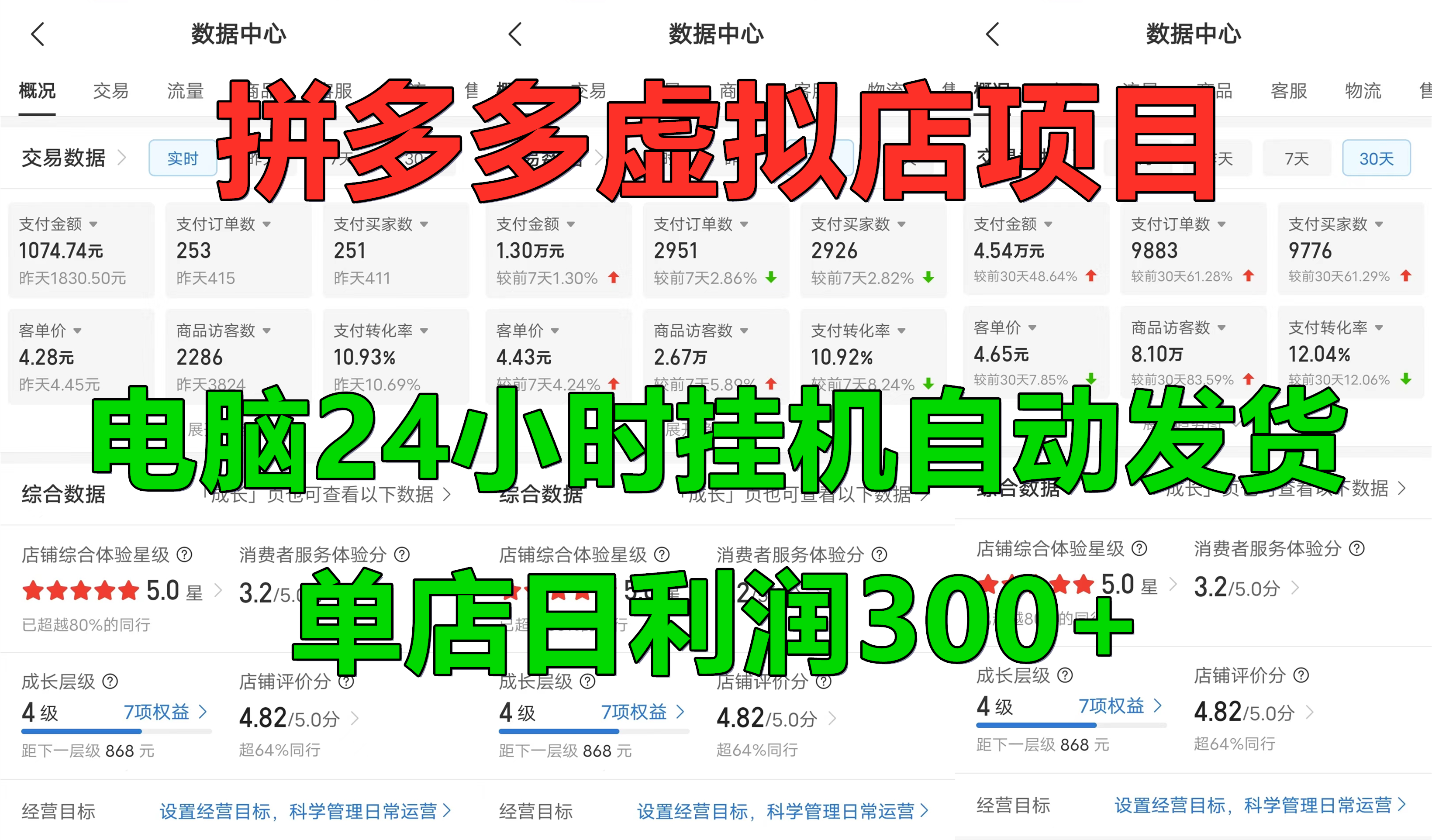 拼多多虚拟店项目，电脑挂机自动发货，单店日利润300+，可放大操作-云峥科技网