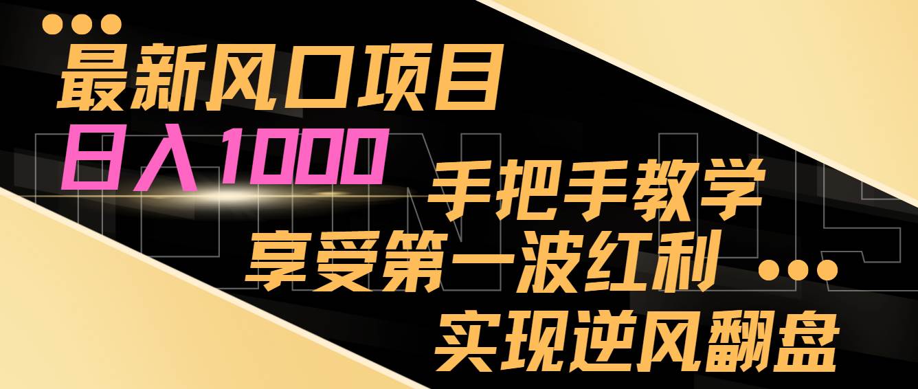 最新风口项目，日入过千，抓住当下风口，享受第一波红利，实现逆风翻盘-云峥科技网