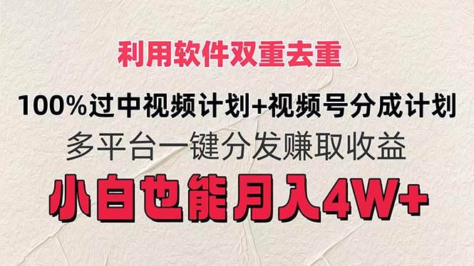 利用软件双重去重，100%过中视频+视频号分成计划小白也可以月入4W+-云峥科技网