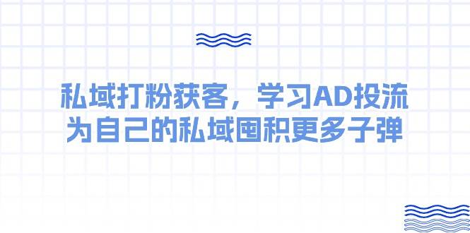 某收费课：私域打粉获客，学习AD投流，为自己的私域囤积更多子弹-云峥科技网