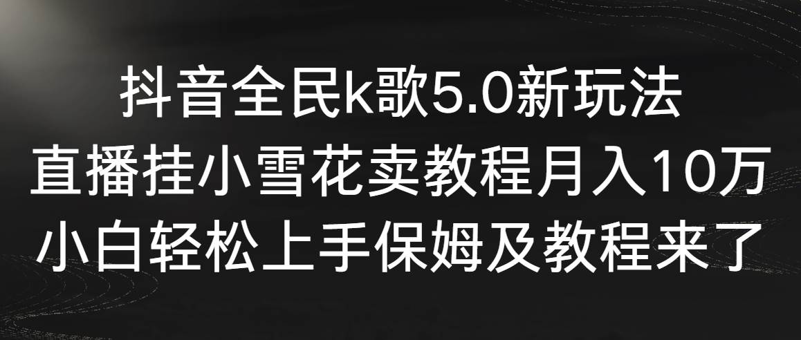 抖音全民k歌5.0新玩法，直播挂小雪花卖教程月入10万，小白轻松上手，保...-云峥科技网