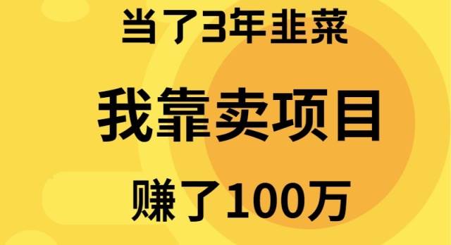 当了3年韭菜，我靠卖项目赚了100万-云峥科技网
