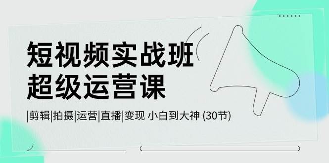 短视频实战班-超级运营课，|剪辑|拍摄|运营|直播|变现 小白到大神 (30节)-云峥科技网