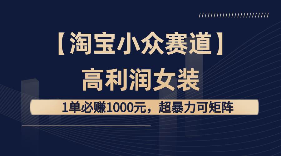 【淘宝小众赛道】高利润女装：1单必赚1000元，超暴力可矩阵-云峥科技网
