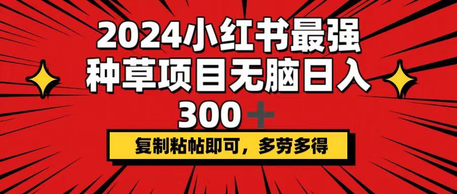 2024小红书最强种草项目，无脑日入300+，复制粘帖即可，多劳多得-云峥科技网
