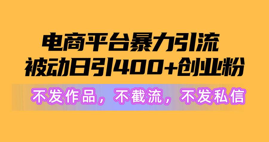 电商平台暴力引流,被动日引400+创业粉不发作品，不截流，不发私信-云峥科技网