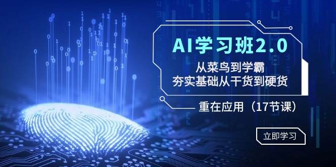 AI学习班2.0：从菜鸟到学霸，夯实基础从干货到硬货，重在应用（17节课）-云峥科技网