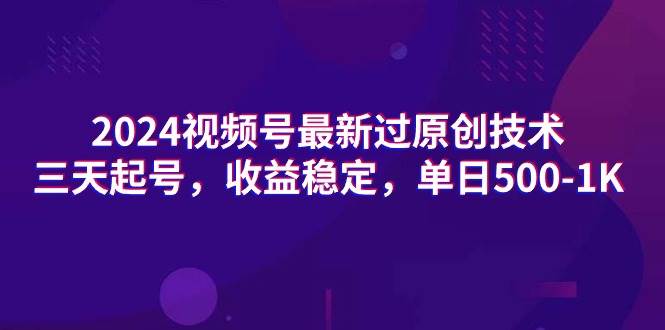 2024视频号最新过原创技术，三天起号，收益稳定，单日500-1K-云峥科技网