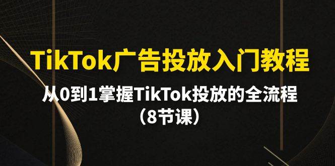 TikTok广告投放入门教程，从0到1掌握TikTok投放的全流程（8节课）-云峥科技网