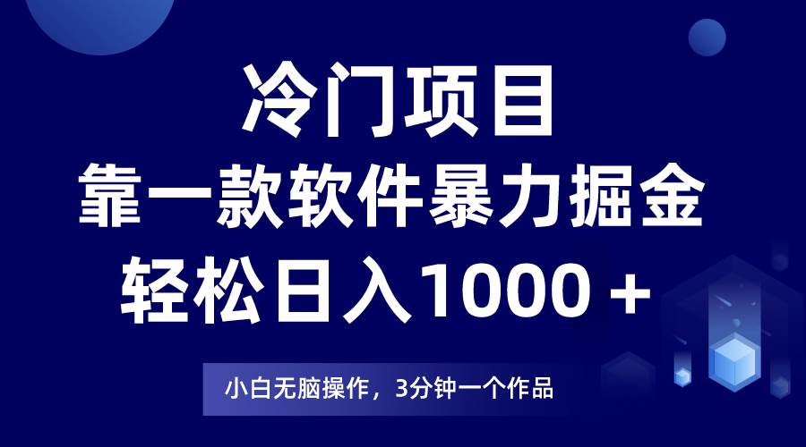 冷门项目，靠一款软件暴力掘金日入1000＋，小白轻松上手第二天见收益-云峥科技网