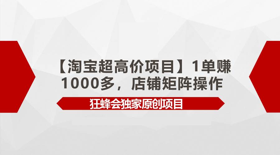 【淘宝超高价项目】1单赚1000多，店铺矩阵操作-云峥科技网