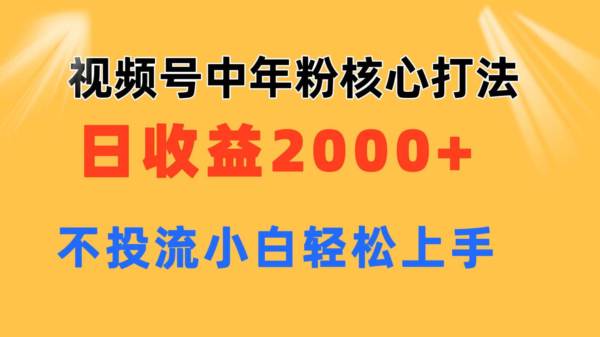 视频号中年粉核心玩法 日收益2000+ 不投流小白轻松上手-云峥科技网