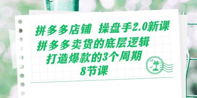 拼多多店铺 操盘手2.0新课，拼多多卖货的底层逻辑，打造爆款的3个周期-8节-云峥科技网