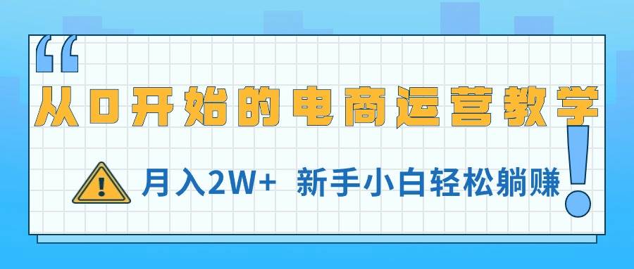 从0开始的电商运营教学，月入2W+，新手小白轻松躺赚-云峥科技网