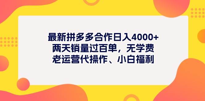 最新拼多多项目日入4000+两天销量过百单，无学费、老运营代操作、小白福利-云峥科技网