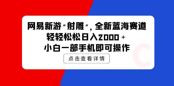 网易新游 射雕 全新蓝海赛道，轻松日入2000＋小白一部手机即可操作-云峥科技网