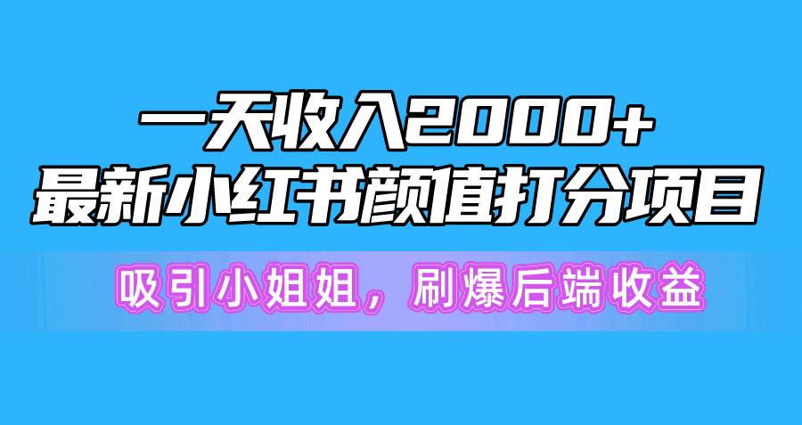 一天收入2000+，最新小红书颜值打分项目，吸引小姐姐，刷爆后端收益-云峥科技网