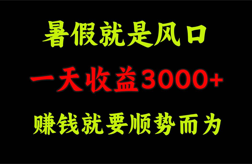 一天收益3000+ 赚钱就是顺势而为，暑假就是风口-云峥科技网
