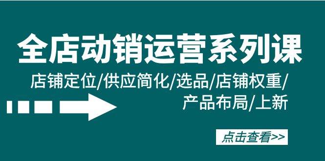 全店·动销运营系列课：店铺定位/供应简化/选品/店铺权重/产品布局/上新-云峥科技网