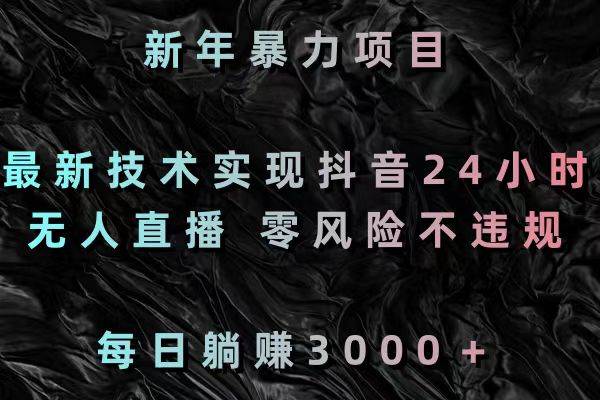 新年暴力项目，最新技术实现抖音24小时无人直播 零风险不违规 每日躺赚3000-云峥科技网