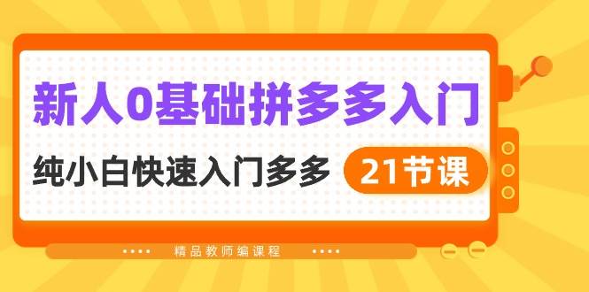 新人0基础拼多多入门，纯小白快速入门多多（21节课）-云峥科技网