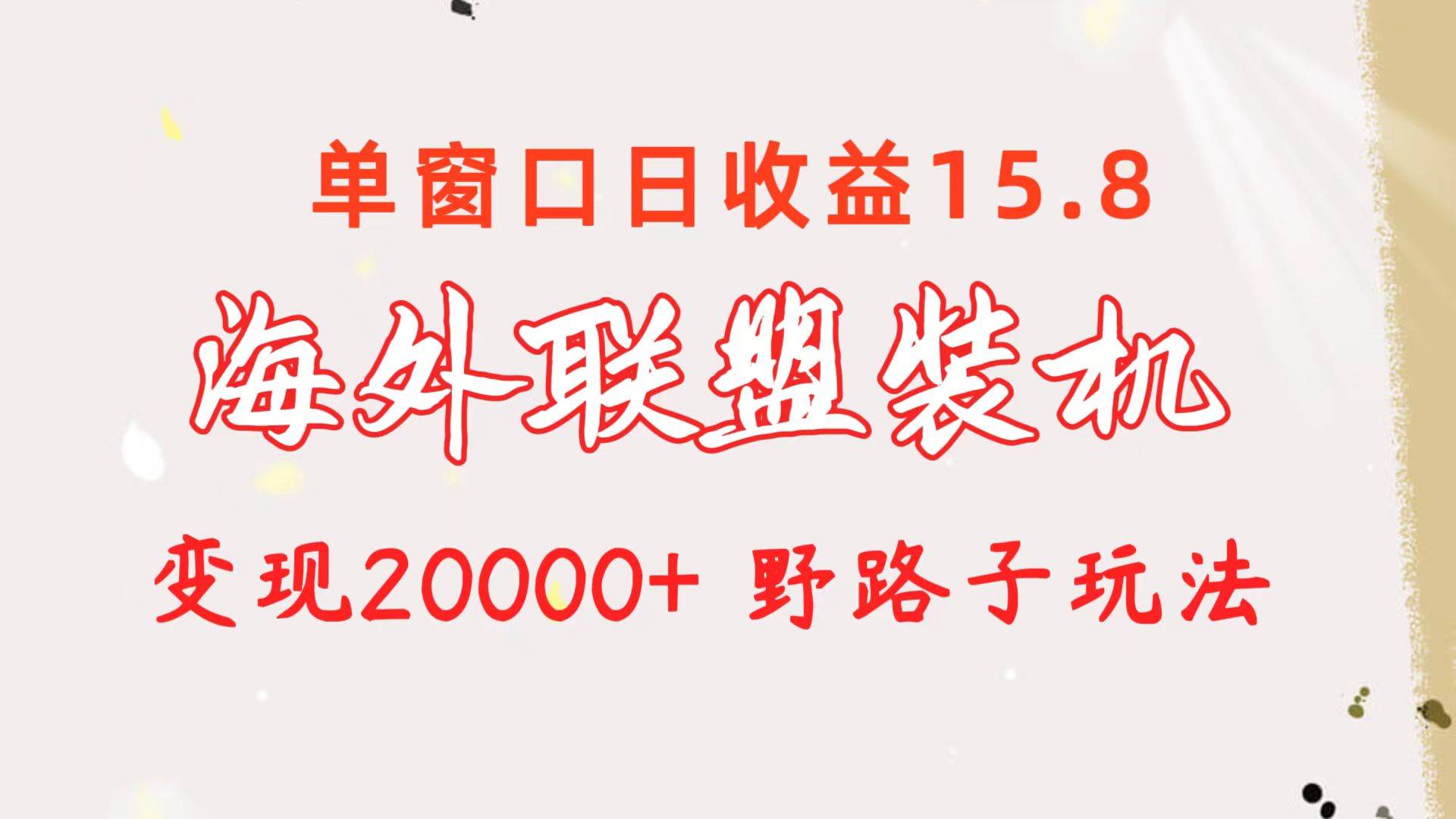 海外联盟装机 单窗口日收益15.8  变现20000+ 野路子玩法-云峥科技网