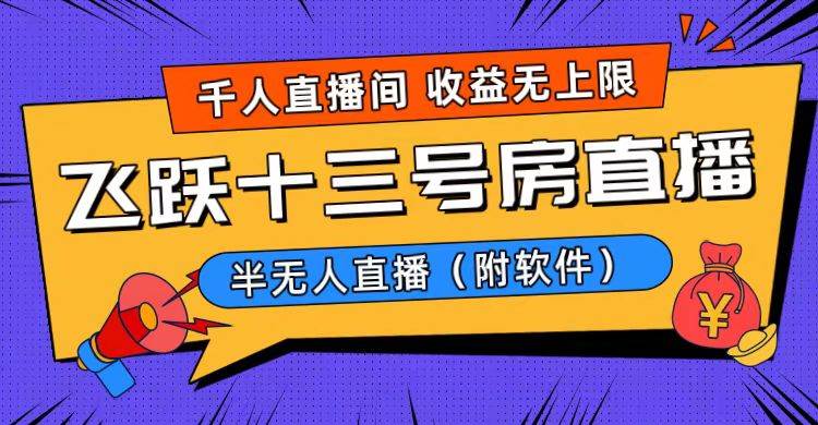 爆火飞跃十三号房半无人直播，一场直播上千人，日入过万！（附软件）-云峥科技网