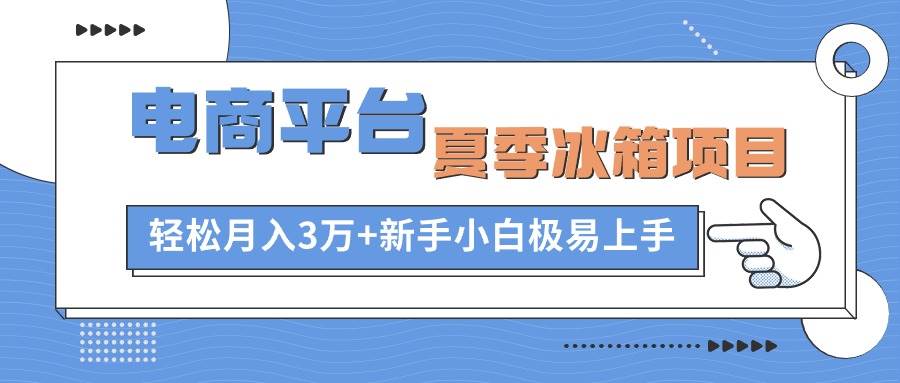 电商平台夏季冰箱项目，轻松月入3万+，新手小白极易上手-云峥科技网