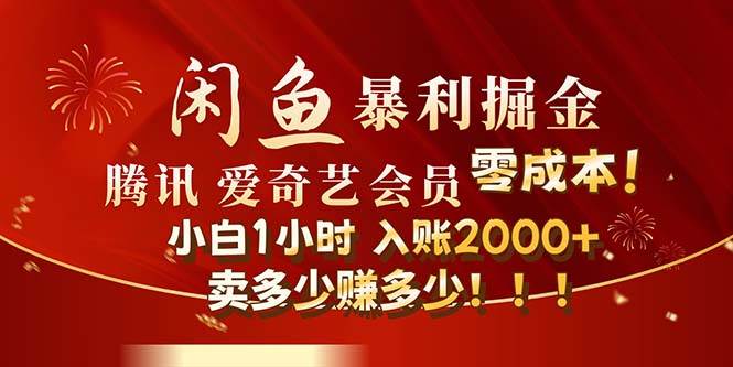 闲鱼全新暴力掘金玩法，官方正品影视会员无成本渠道！小白1小时收...-云峥科技网