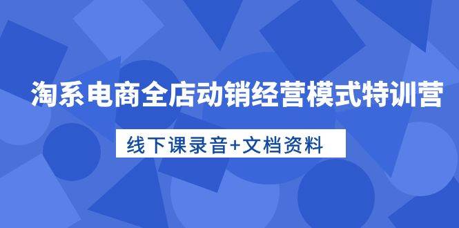 淘系电商全店动销经营模式特训营，线下课录音+文档资料-云峥科技网