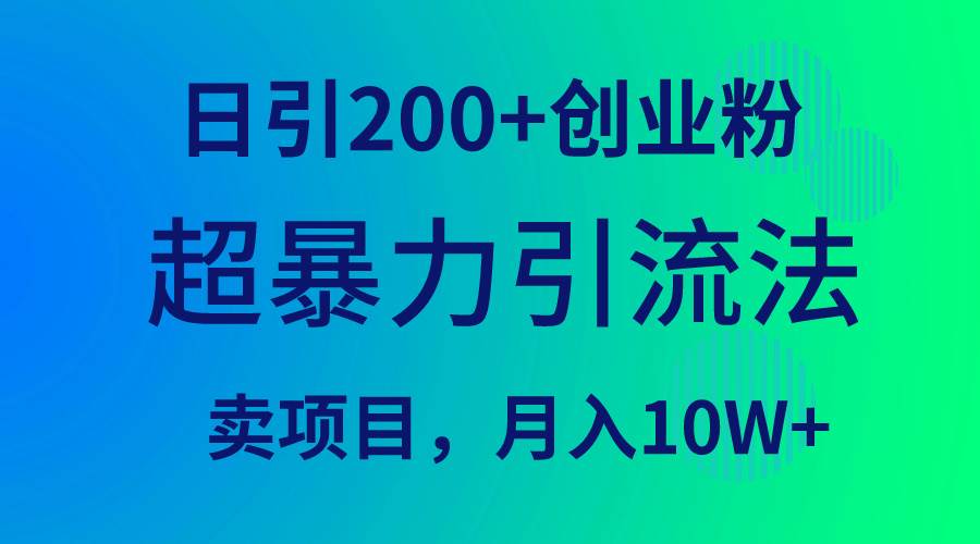 超暴力引流法，日引200+创业粉，卖项目月入10W+-云峥科技网