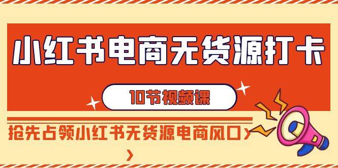 小红书电商-无货源打卡，抢先占领小红书无货源电商风口（10节课）-云峥科技网