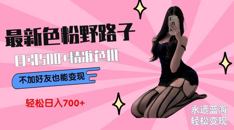 最新色粉变现野路子，日引500+老色批 可不加好友直接变现 小白轻松日入700+-云峥科技网