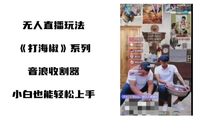 打海椒无人直播整蛊项目，小白轻松上手撸音浪收割器（教程+工具+素材）-云峥科技网