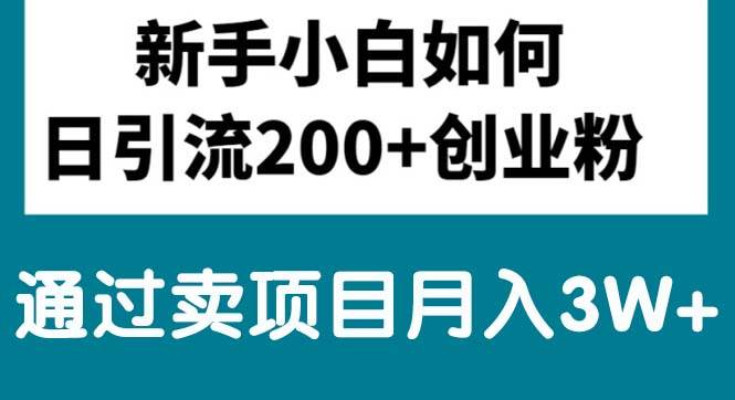 新手小白日引流200+创业粉,通过卖项目月入3W+-云峥科技网