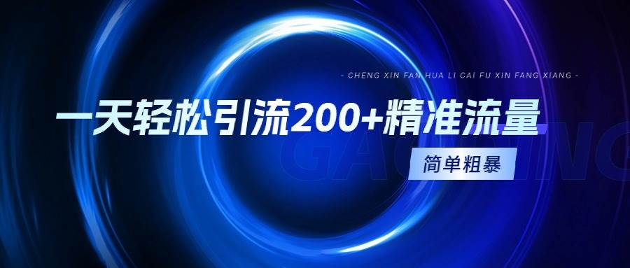 一天轻松引流200+精准流量，简单粗暴，一看就会-云峥科技网