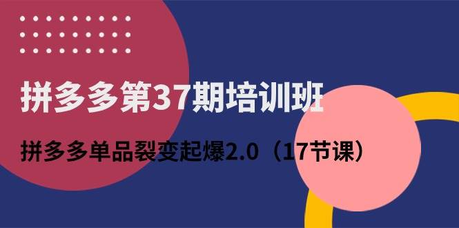 拼多多第37期培训班：拼多多单品裂变起爆2.0（17节课）-云峥科技网