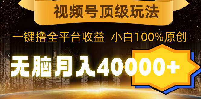 视频号顶级玩法，无脑月入40000+，一键撸全平台收益，纯小白也能100%原创-云峥科技网