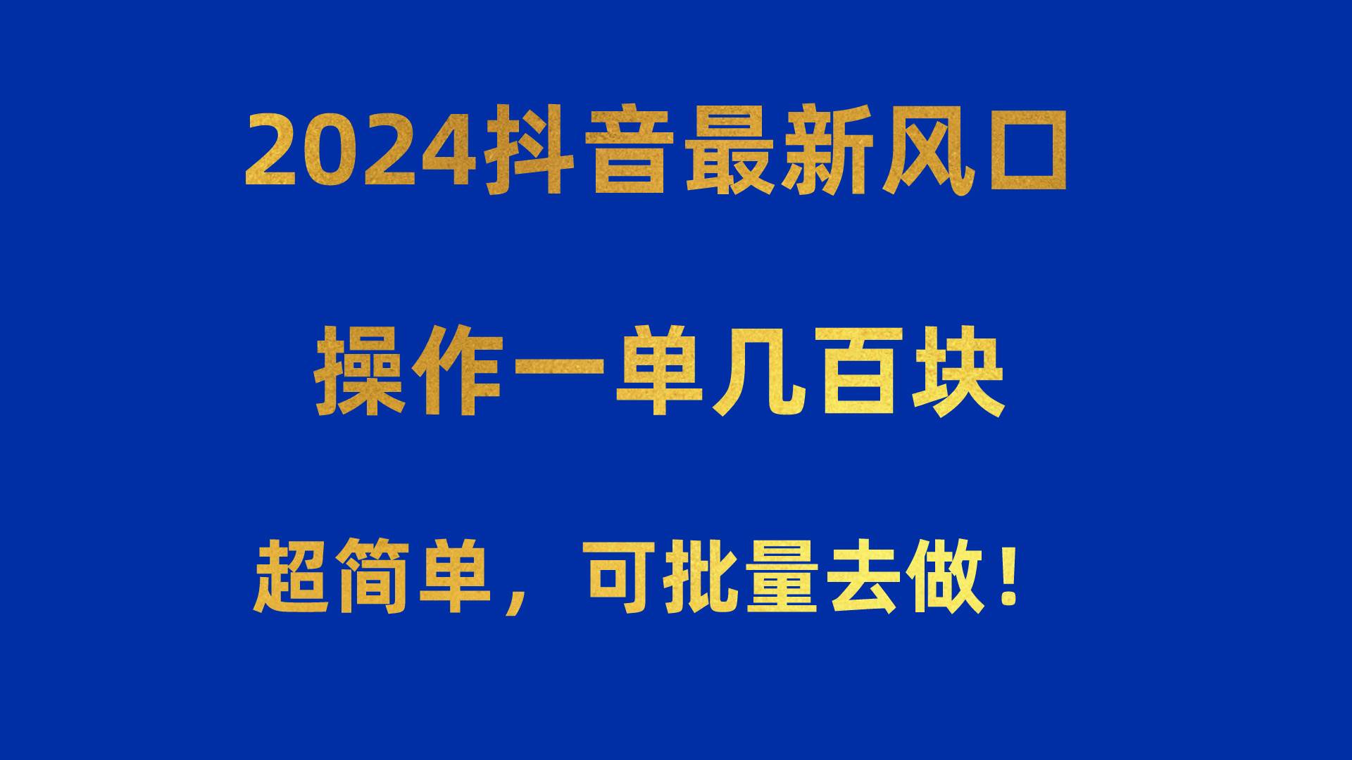 2024抖音最新风口！操作一单几百块！超简单，可批量去做！！！-云峥科技网