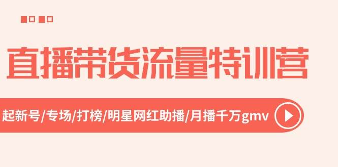 直播带货流量特训营，起新号-专场-打榜-明星网红助播 月播千万gmv（52节）-云峥科技网