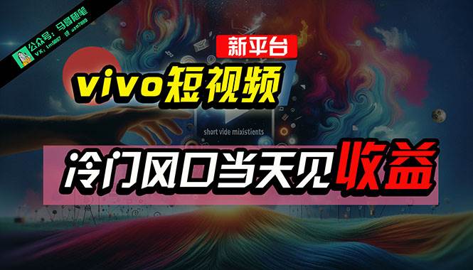 全新平台vivo短视频，新风口AI混剪无脑搬运，冷门风口当天见收益，7天...-云峥科技网