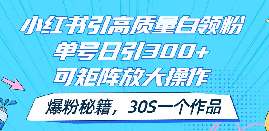 小红书引高质量白领粉，单号日引300+，可放大操作，爆粉秘籍！30s一个作品-云峥科技网