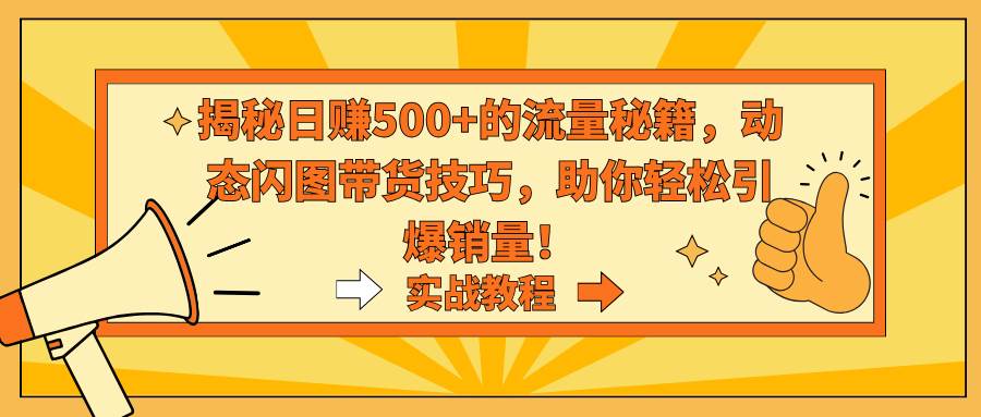 揭秘日赚500+的流量秘籍，动态闪图带货技巧，助你轻松引爆销量！-云峥科技网