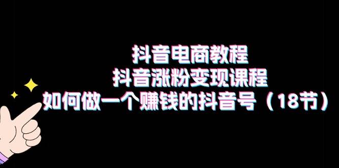 抖音电商教程：抖音涨粉变现课程：如何做一个赚钱的抖音号（18节）-云峥科技网