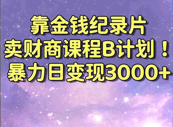 靠金钱纪录片卖财商课程B计划！暴力日变现3000+，喂饭式干货教程！-云峥科技网