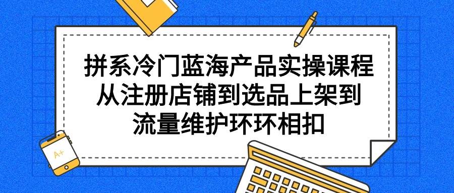 拼系冷门蓝海产品实操课程，从注册店铺到选品上架到流量维护环环相扣-云峥科技网