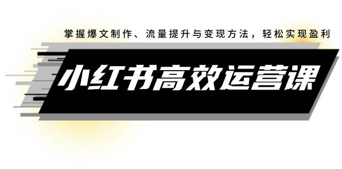 小红书高效运营课：掌握爆文制作、流量提升与变现方法，轻松实现盈利-云峥科技网