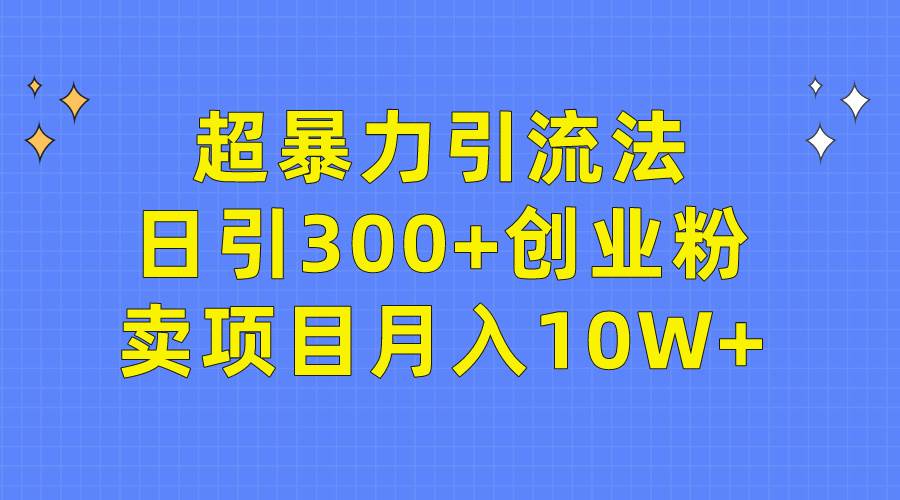 超暴力引流法，日引300+创业粉，卖项目月入10W+-云峥科技网